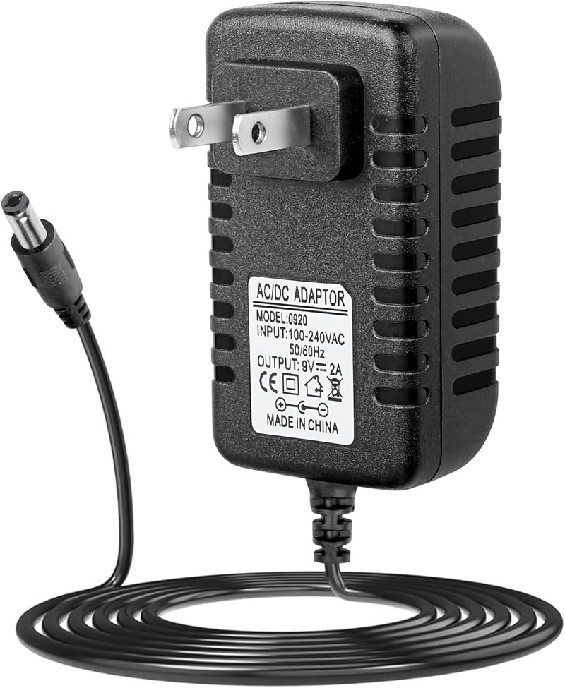 MADOWL AC DC Power Supply Adapter, 9V 2A Guitar Pedal Piano Keyboard Charger,5.5 x 2.1mm Center Negative Connector, 110V Input - Image 1
